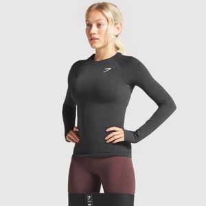 Gymshark Vital Seamless Long Sleeve T-Shirt in Black Marl